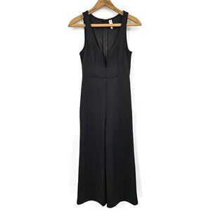 Sunset + Spring Deep V Plunge Jumpsuit Womens XS Black Sleeveless